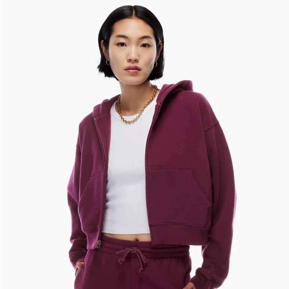 Aritzia TNA Cozy Fleece Boyfriend Boxy Zip-Up Hoodie